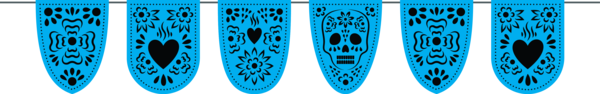 Transparent Day of the Dead Turquoise Font Pattern for Mexican Bunting for Day Of The Dead