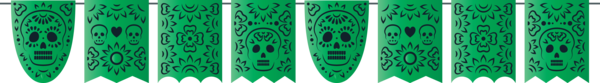 Transparent Day of the Dead Angle Line Green for Mexican Bunting for Day Of The Dead
