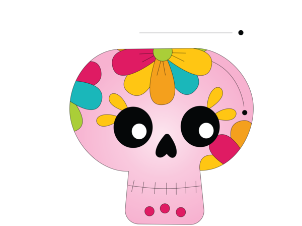 Transparent Day of the Dead Pink M Pattern for Calavera for Day Of The Dead