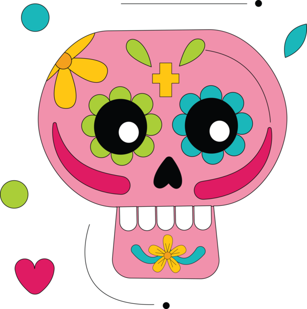 Transparent Day of the Dead Cartoon Petal Pink M for Calavera for Day Of The Dead
