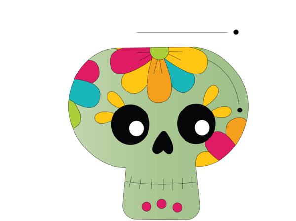 Transparent Day of the Dead Yellow Pattern Science for Calavera for Day Of The Dead
