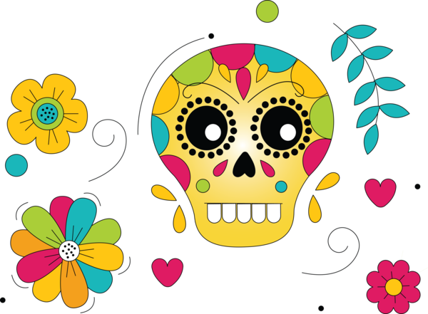 Transparent Day of the Dead Floral design Visual arts Yellow for Calavera for Day Of The Dead