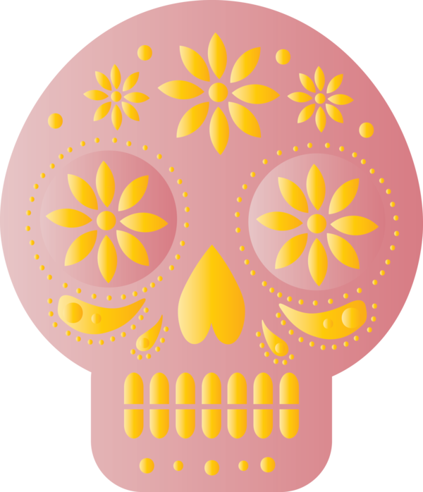 Transparent Day of the Dead Circle Yellow Area for Mexican Bunting for Day Of The Dead
