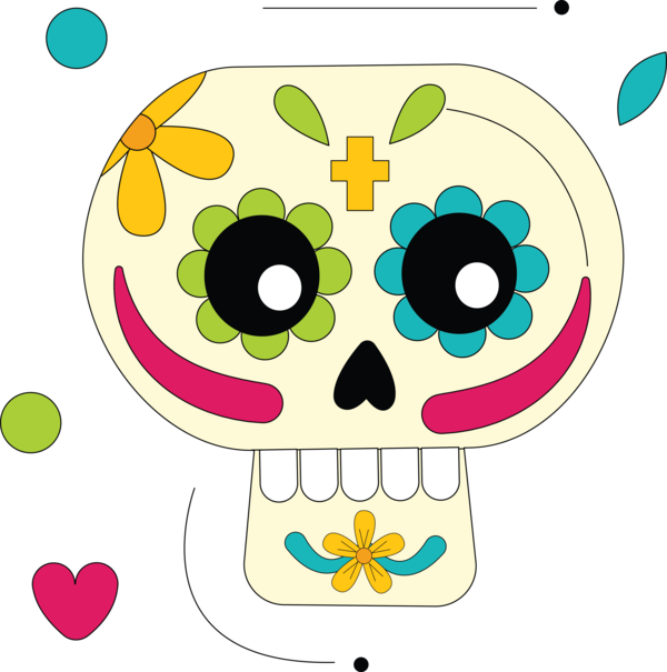 Transparent Day of the Dead Design Flower Cartoon for Calavera for Day Of The Dead