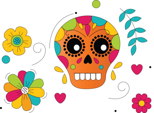 Transparent Day of the Dead Floral design Visual arts Cartoon for Calavera for Day Of The Dead