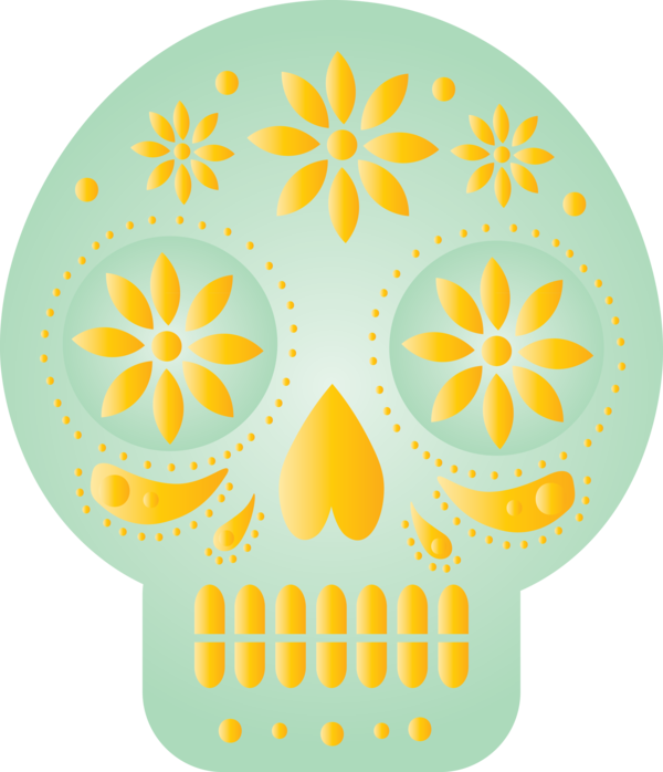 Transparent Day of the Dead Flower Yellow Font for Mexican Bunting for Day Of The Dead