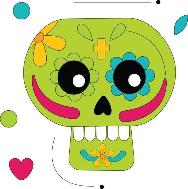 Transparent Day of the Dead Leaf Design Cartoon for Calavera for Day Of The Dead