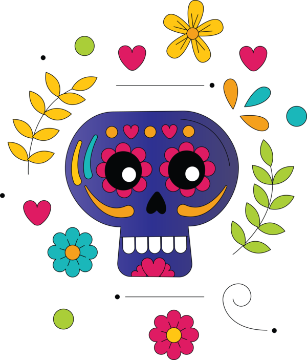 Transparent Day of the Dead Logo Design Floral design for Calavera for Day Of The Dead