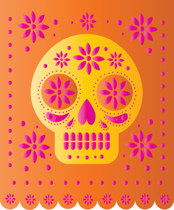 Transparent Day of the Dead Visual arts Petal Yellow for Mexican Bunting for Day Of The Dead