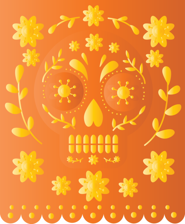 Transparent Day of the Dead Visual arts Yellow Petal for Mexican Bunting for Day Of The Dead