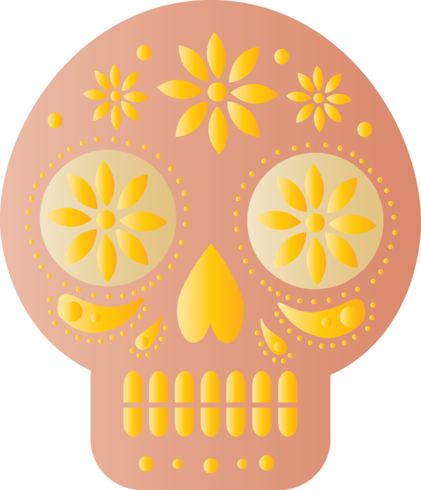 Transparent Day of the Dead Yellow Font Pattern for Mexican Bunting for Day Of The Dead