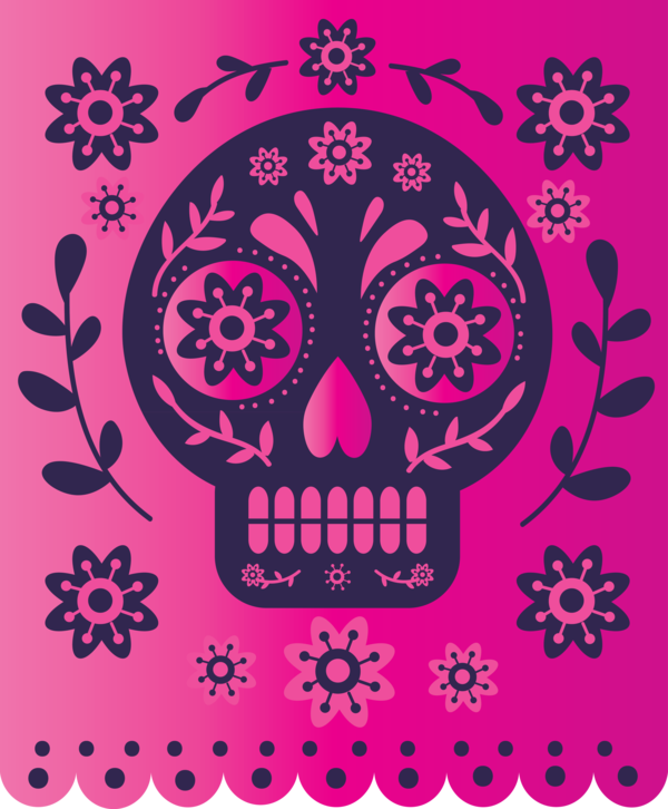 Transparent Day of the Dead Visual arts Pattern Pink M for Mexican Bunting for Day Of The Dead
