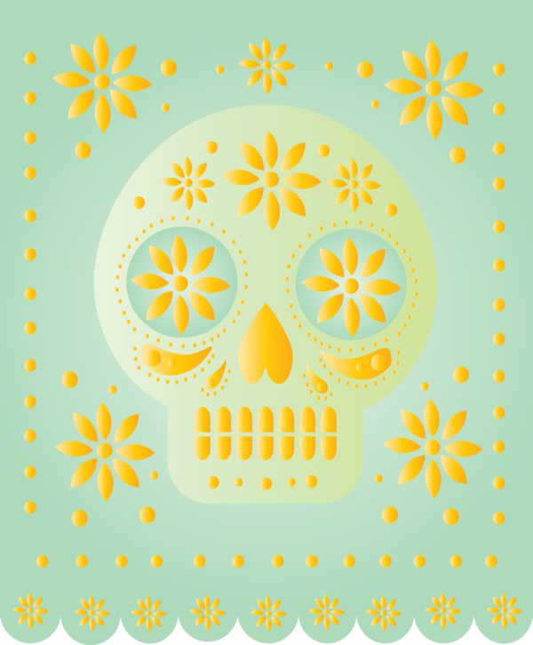 Transparent Day of the Dead Fehmarn Floral design Pattern for Mexican Bunting for Day Of The Dead