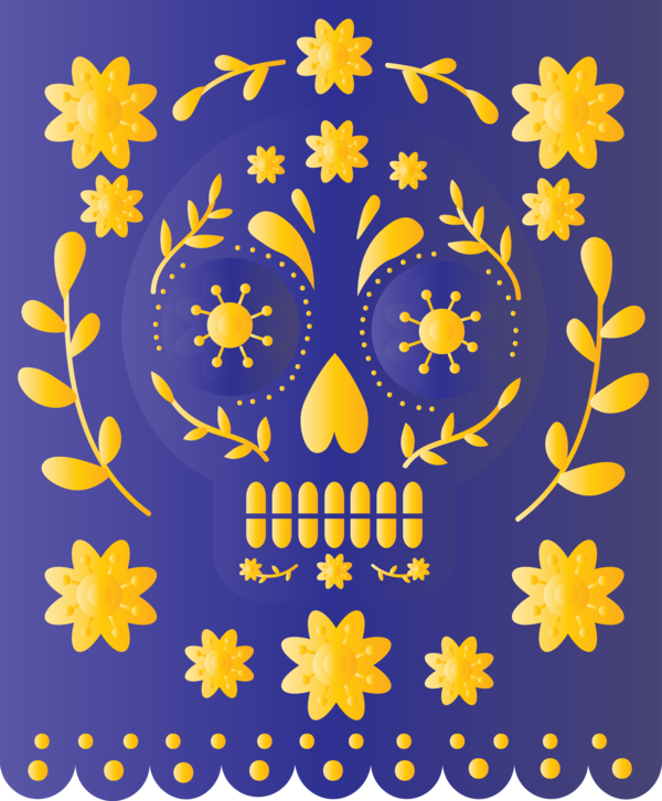 Transparent Day of the Dead Visual arts Petal Yellow for Mexican Bunting for Day Of The Dead