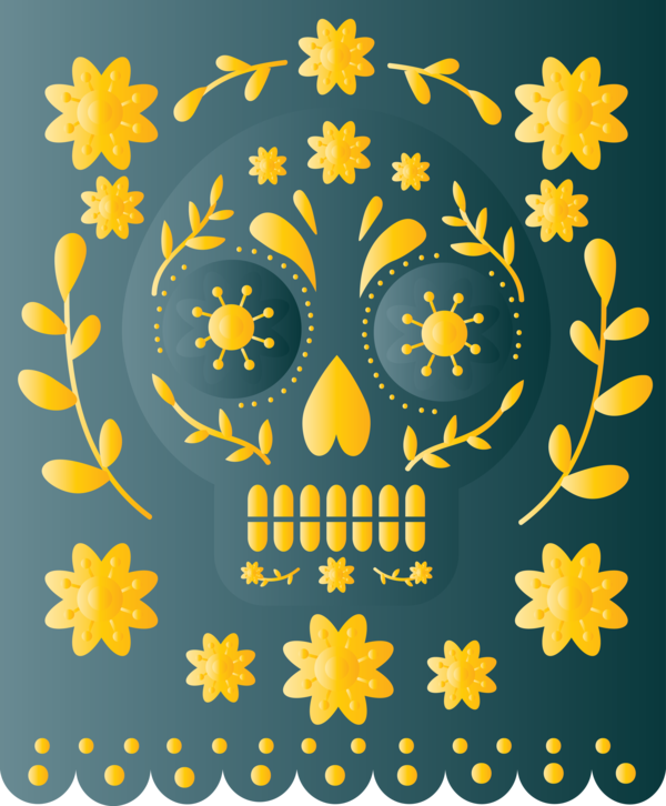 Transparent Day of the Dead Cartoon Visual arts Yellow for Mexican Bunting for Day Of The Dead