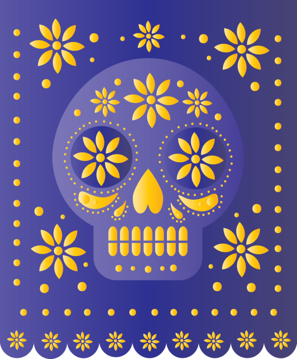 Transparent Day of the Dead Stencil Embroidery As406 - A4 Stencil for Mexican Bunting for Day Of The Dead