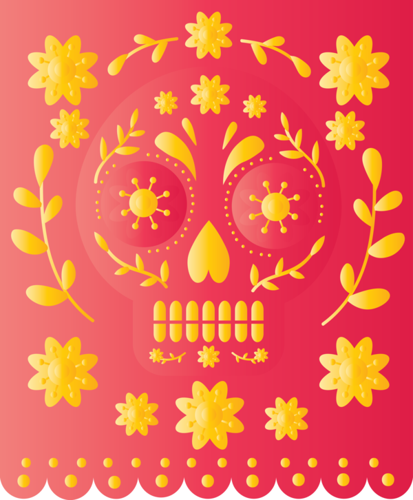 Transparent Day of the Dead Floral design Visual arts Pattern for Mexican Bunting for Day Of The Dead