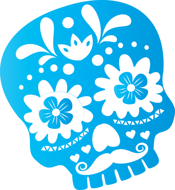 Transparent Day of the Dead Floral design Pattern Line for Calavera for Day Of The Dead