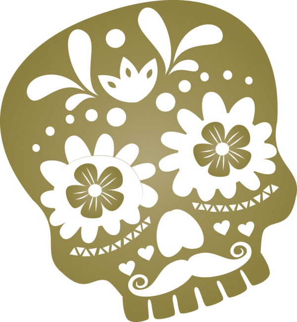 Transparent Day of the Dead Floral design Leaf Pattern for Calavera for Day Of The Dead