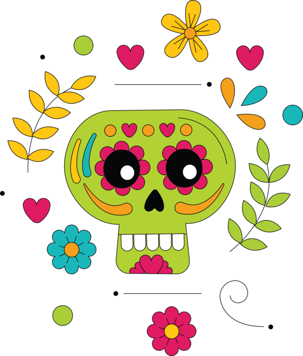 Transparent Day of the Dead Logo  Metal for Calavera for Day Of The Dead