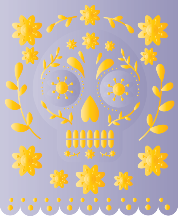 Transparent Day of the Dead Floral design Meter Pattern for Mexican Bunting for Day Of The Dead