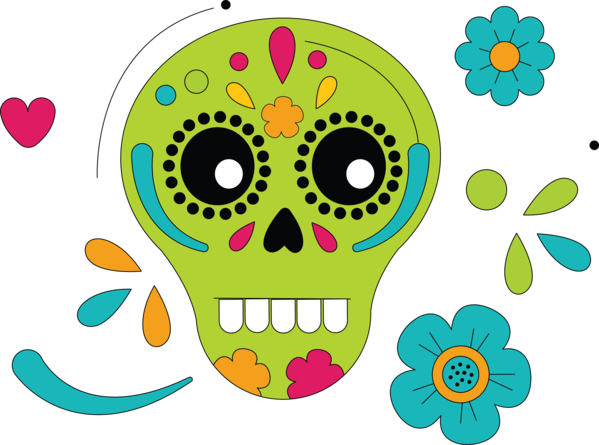 Transparent Day of the Dead Cartoon Flower Smiley for Calavera for Day Of The Dead