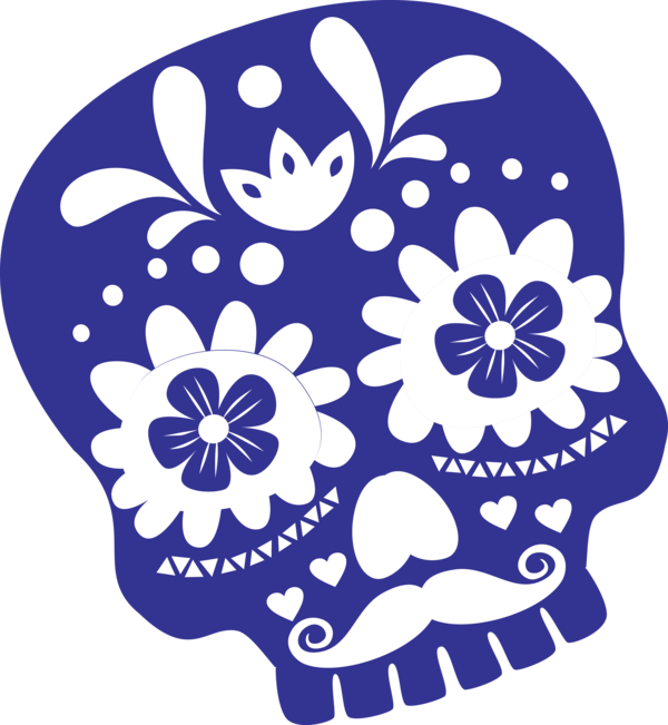Transparent Day of the Dead Floral design Cut flowers Cobalt blue for Calavera for Day Of The Dead