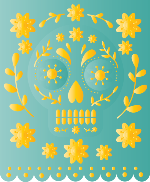 Transparent Day of the Dead Visual arts Floral design Pattern for Mexican Bunting for Day Of The Dead