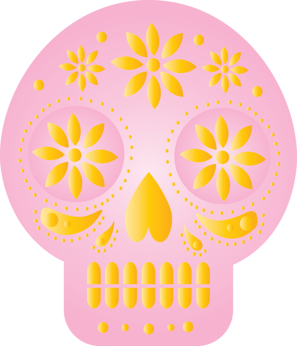 Transparent Day of the Dead Yellow Flower Font for Mexican Bunting for Day Of The Dead