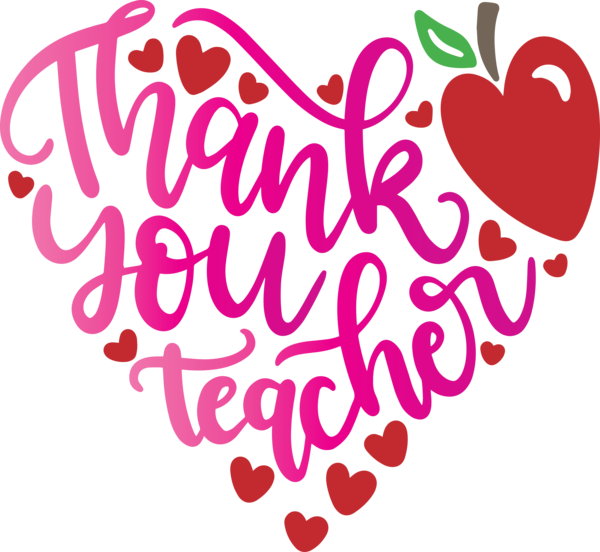 Transparent World Teacher's Day Logo Valentine's Day Pink M for Teachers' Days for World Teachers Day