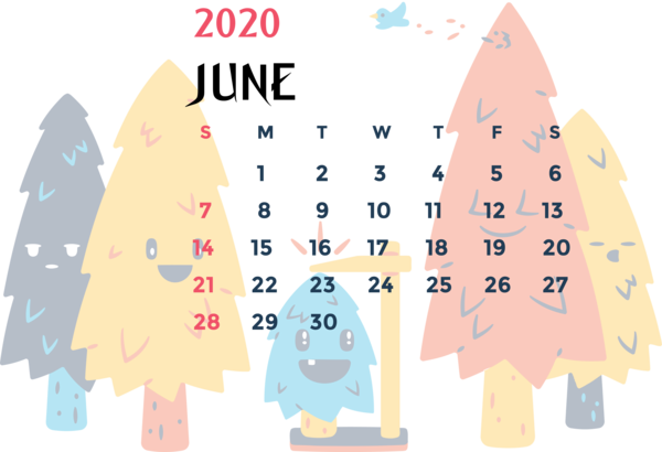 Transparent New Year Transparency Cartoon Design for Printable 2020 Calendar for New Year