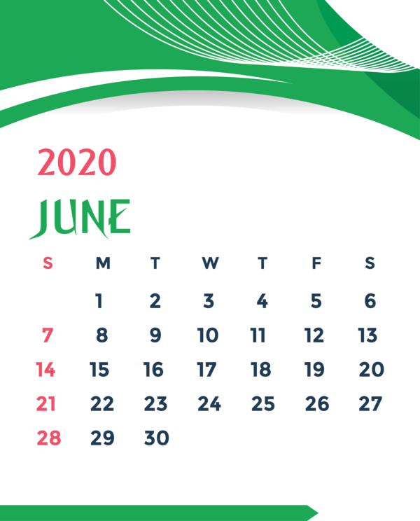 Transparent New Year Font Green Line for Printable 2020 Calendar for New Year