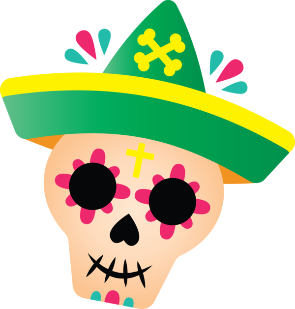 Transparent Day of the Dead Sombrero Hat Party hat for Día de Muertos for Day Of The Dead