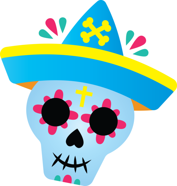 Transparent Day of the Dead Design Headgear Flower for Día de Muertos for Day Of The Dead