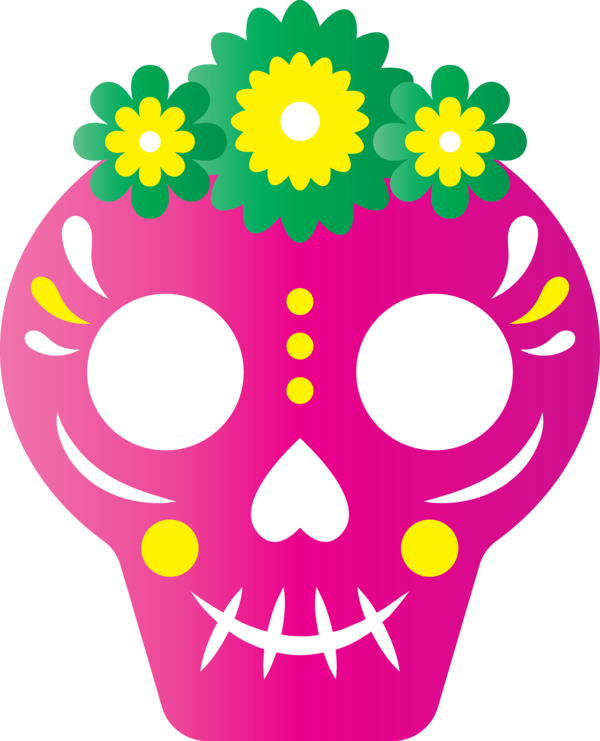 Transparent Day of the Dead Floral design Circle Pink M for Día de Muertos for Day Of The Dead