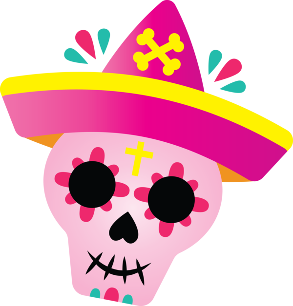 Transparent Day of the Dead Sombrero Party hat Hat for Día de Muertos for Day Of The Dead