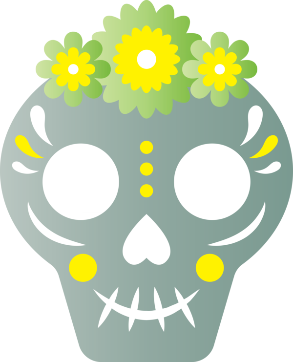 Transparent Day of the Dead Floral design Leaf Green for Día de Muertos for Day Of The Dead