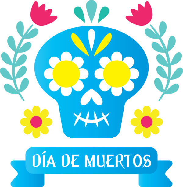 Transparent Day of the Dead Floral design Line art Christmas Day for Día de Muertos for Day Of The Dead