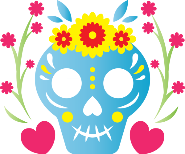 Transparent Day of the Dead Visual arts Watercolor painting Floral design for Día de Muertos for Day Of The Dead
