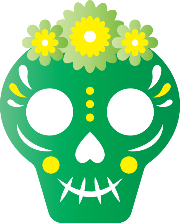Transparent Day of the Dead Flower Circle Green for Día de Muertos for Day Of The Dead