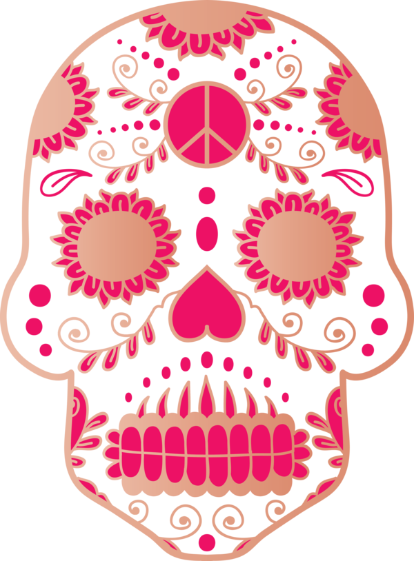 Transparent Day of the Dead Visual arts Pink M Line for Calavera for Day Of The Dead