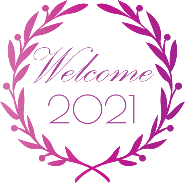 Transparent New Year Free Floral design Wreath for Welcome 2021 for New Year