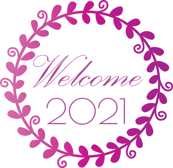 Transparent New Year Free Wreath Monogram for Welcome 2021 for New Year