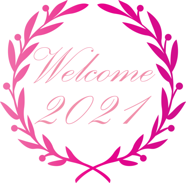 Transparent New Year Wreath Floral design Leaf for Welcome 2021 for New Year
