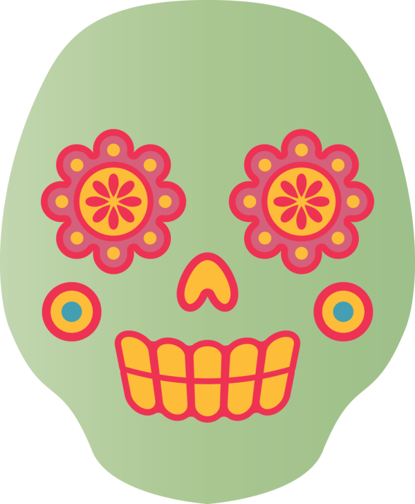 Transparent Day of the Dead Smiley Icon Line art for Calavera for Day Of The Dead