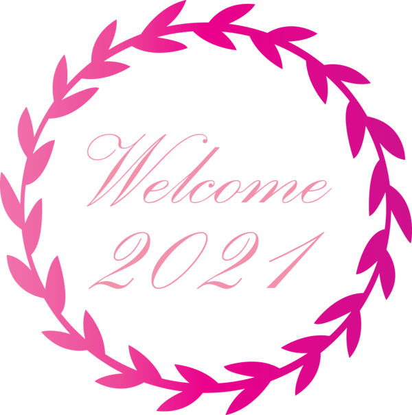 Transparent New Year Free Wreath Floral design for Welcome 2021 for New Year