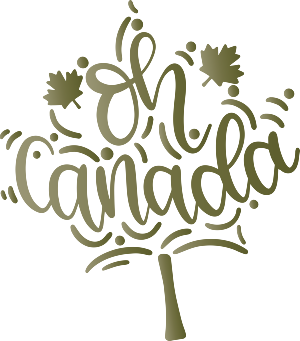 Transparent Canada Day Calligraphy Plant stem Logo for Happy Canada Day for Canada Day