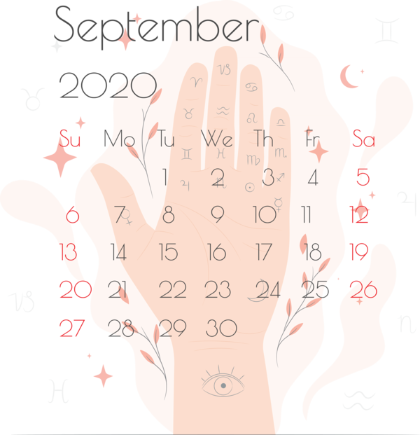 Transparent New Year Nail Hand model Skin for Printable 2020 Calendar for New Year