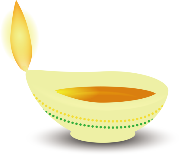 Transparent Diwali Bowl M Yellow Design for Diya for Diwali