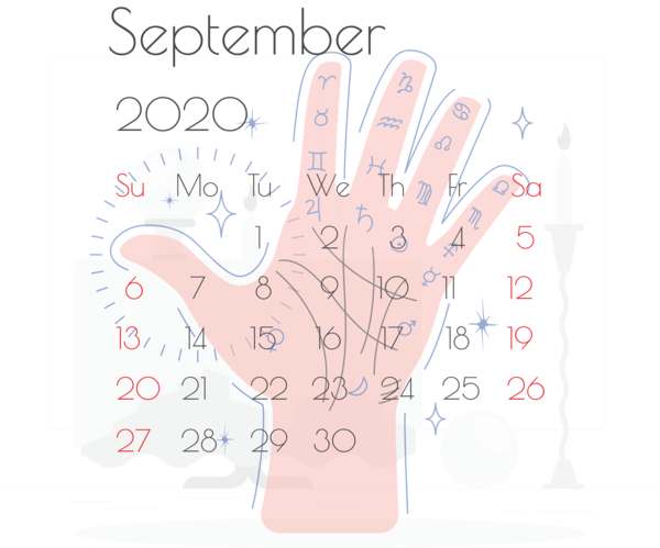 Transparent New Year Hand model Font Line for Printable 2020 Calendar for New Year